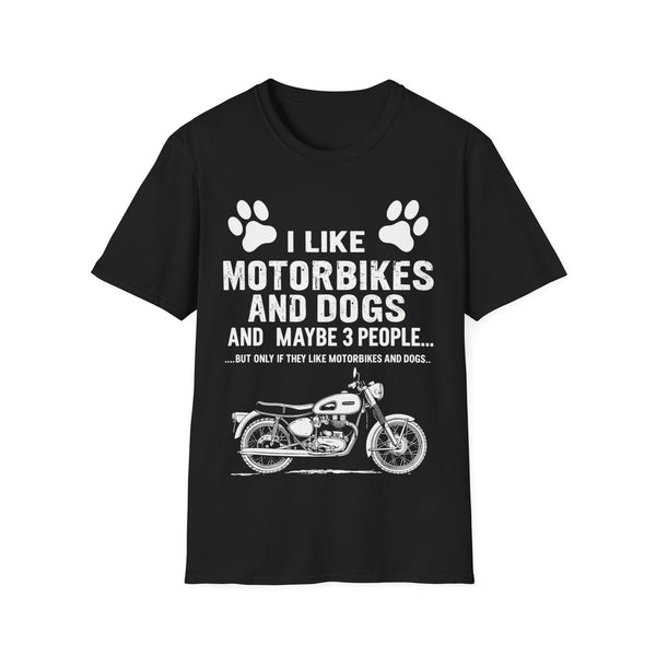 Motorbikes & Dogs T-Shirt — “I Like Motorbikes and Dogs (And Maybe 3 People)” Motorcycle Lover Tee
